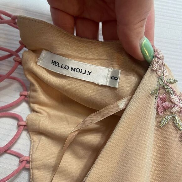Hello Molly Floral Embroidered Strappy Dress Size 8 - Picture 2 of 13